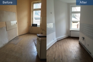 Old building renovation kitchen before after