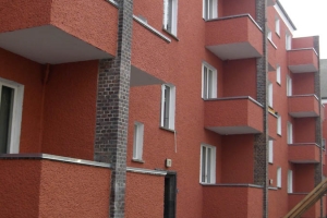 Apartment building facade construction