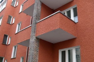 Apartment building facade construction